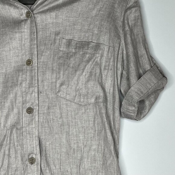 Theory Mayvine Tierra Wash Linen Button Up Shirt Dress Light Gray Size 2 - Picture 3 of 8